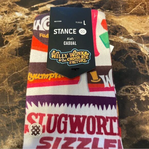 Stance Wonka Bars Crew Sock BRN youth kids size Large 3-5.5 NWT - Picture 4 of 6